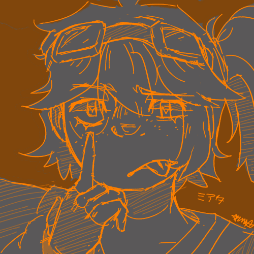 A sketch of my friend's character, Miata. She is doing the classic taunting face known as an 'akkanbe.'