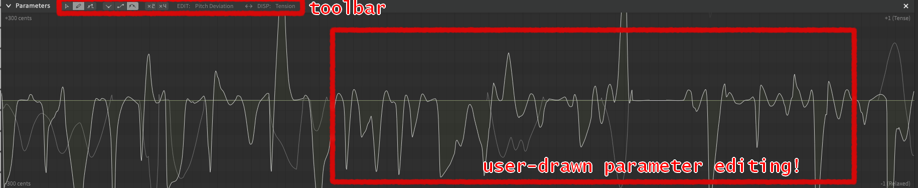 An image of the parameter editor in Synthesizer V.